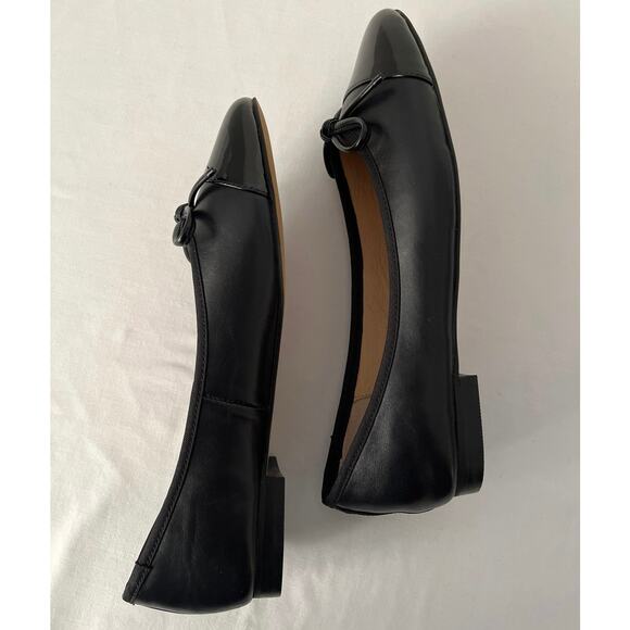 Steve Madden Glossy Black Ballet Flats Womens Size 10 Bow Work Church Minimalist - Picture 7 of 12